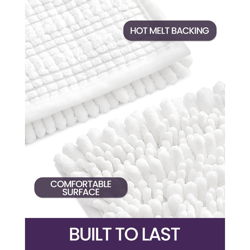 DEXI Bathroom Rug 16x24, Super Soft Thick Chenille Absorbent Bath