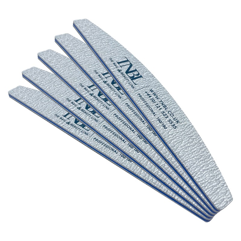 TNBL Nail File Professional Quality (100/180 Grit Half Moon Zebra)