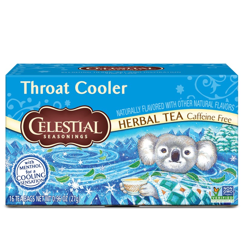 Celestial Seasonings Throat Cooler Herbal Tea, Caffeine Free, 16 Tea