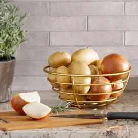 Spectrum Diversified Euro Kitchen Countertop Wire Fruit Bowl - Basket for Fruits, Vegetables, Breads, Pastries, Gold