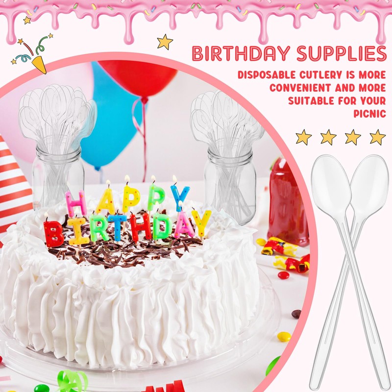 50 Pcs Extra Long Spoons for Ice Cream Floats Plastic