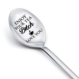 Enjoy Your Tea Spoons for Tea Lovers Best Friends Graduation Christmas Birthday Gifts for Women Teen Girls Friendship Besties Funny Engraved Teaspoon Stainless Steel