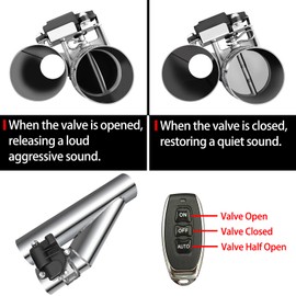 Peastorm Electric Exhaust Cutout 3 Inch with Elbow Muffler Exhaust Valve Kit (1 Wireless Remote Controller, 1 Valve)