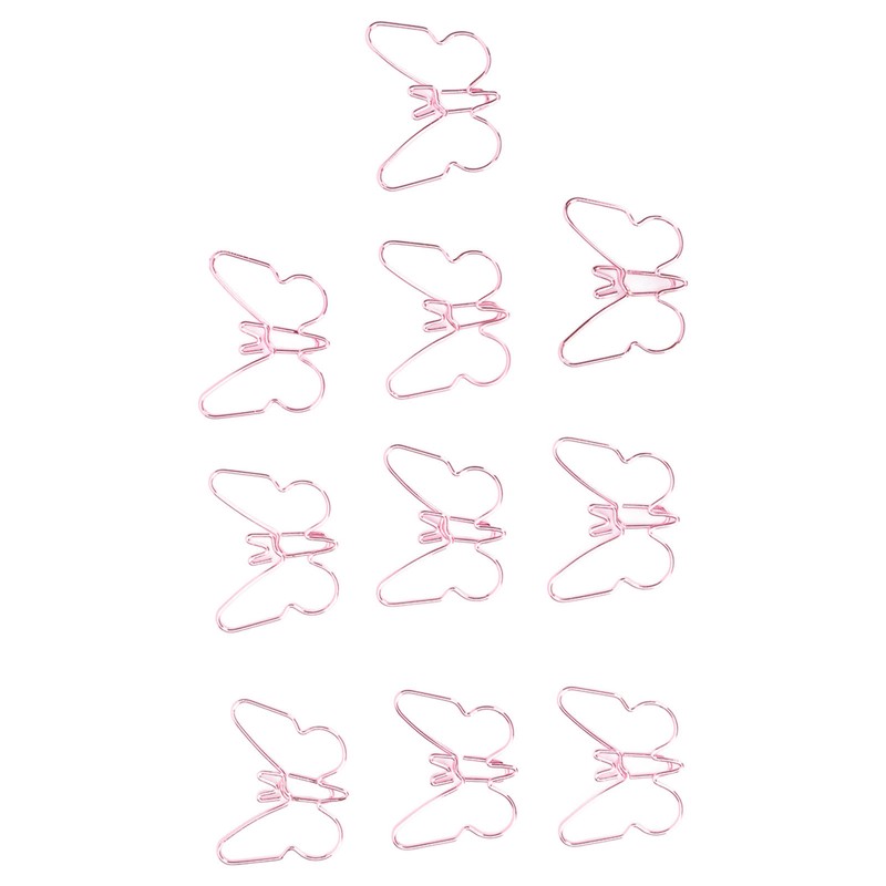 100 Pcs Shaped Paper Clips Pink Butterflies Shape Metal Cute