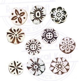 Henna Wood Stamps Small Round Design Printing Blocks (Set of 10) Htag2115