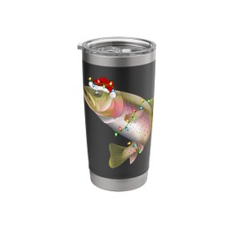 Xmas Lights Santa Hat Trout Fish Christmas Stainless Steel Insulated Tumbler