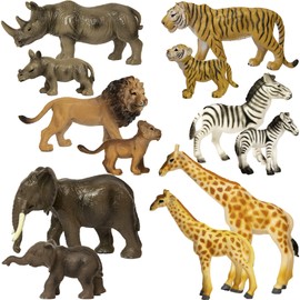 SANDBAR TOYS Safari Animals Set (12 Piece) - Wild Animals, Baby Animals, Zoo Animals, Jungle Animals, and African Animals - Educational Child Development Toy - Kids, Toddlers, Children Toy Figures