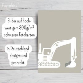 Papierkind Set of 4 Mix Poster Set Construction Vehicles Football Girls Dino Gaming Underwater Decoration for Children's Room, Boys and Girls Room Pictures in DIN A4 (without Frame) (A110-2)