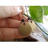 Thick bronze discs and ceramic earrings and kidney hooks