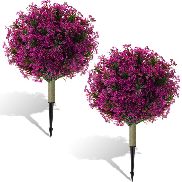 Yunlly 24'' Set of 2 Artificial Topiary Ball Tree with