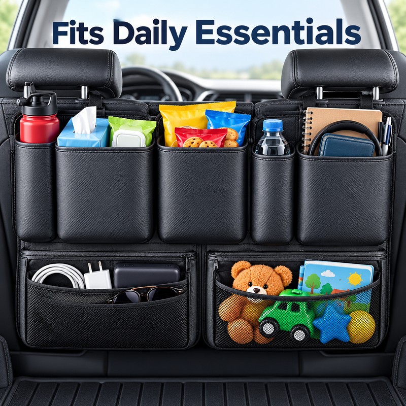 Car Seat Back Organizer – Large Capacity Rear Seat Hanging