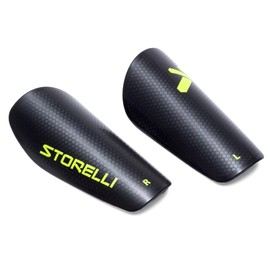Storelli Shin Guards, Unisex, Flexible & Durable Protection, Ultra-Lightweight, Breathable Air Channels, Sleek Asymmetric Design, Soccer Accessory Must-Have, Black, Large