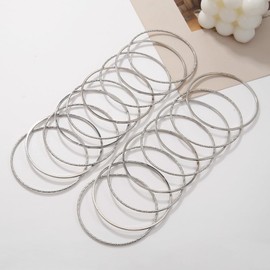 17Pcs Stackable Bangle Bracelets for Women Gold Bangle Bracelets Set for Women Multi Layer Stackable Textured Bracelets Indian Bangles Boho Jewelry Set Jewelry for Wedding Women Girl (17pcs Silver)