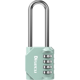 1 Pack disecu 2.6 Inch Long Shackle Combination Lock, 4 Digit Outdoor Waterproof Padlock for School Locker, Gym Locker, Storage Unit, Gate, Fence, Toolbox (Turquoise)