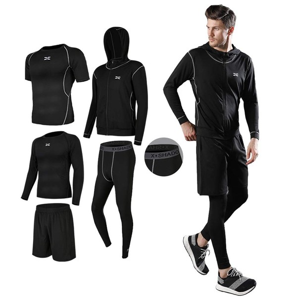 Ademe Men's Compression Wear, Top and Bottom Set, Training Wear,