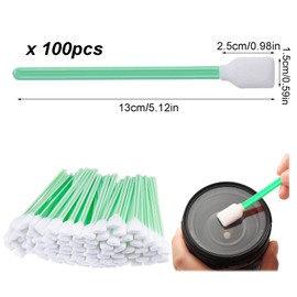 MINZHI Pack of 100 Cleaning Sticks, Cleaning Sponge Cotton Buds, Cleaning Swabs, Sponge Sticks, Suitable for Microelectronics, Optical Products, Laboratory Cleaning etc. (Green)