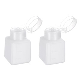 HARFINGTON 2pcs Solvent Alcohol Dispenser 150ml(5.1oz) Press Type ESD Safe Anti-Splash Liquid Dispenser Pump with Sealing plastic Lid for Alcohol, Nail Polish & Makeup Remover, White