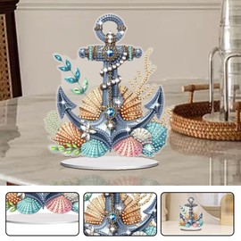 Diamond Art Kits for Adults, DIY Diamond Desktop Ornament Anchor, Crystal Diamond Art Painting Kits Tabletop Ornaments for Home Office Table Top Decor