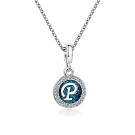 KunBead Jewelry Children's Initial Necklace Letter P Pendant Mother Daughter Name Love Mum Crystal Pendant Necklace Sale