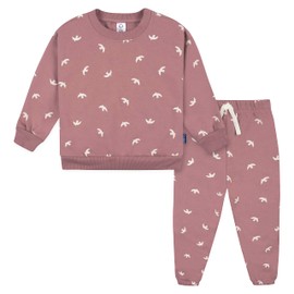 Gerber Baby Girls Toddler 2-Piece Fleece Sweatshirt and Jogger Set, Birds, 4T