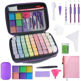Douorgan Diamond Painting Storage Containers 240 Slots Diamond Painting Accessories and Tools Portable Diamond Painting Organizer Shockproof Diamond Art Storage Case Beads Storage Box(240 Jars)