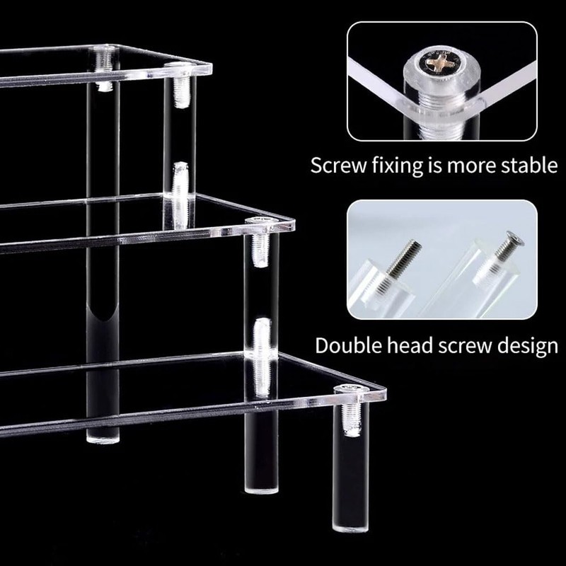 Himilucky 3 Tier Acrylic Display Riser, Clear Perfume Organizer Stand,