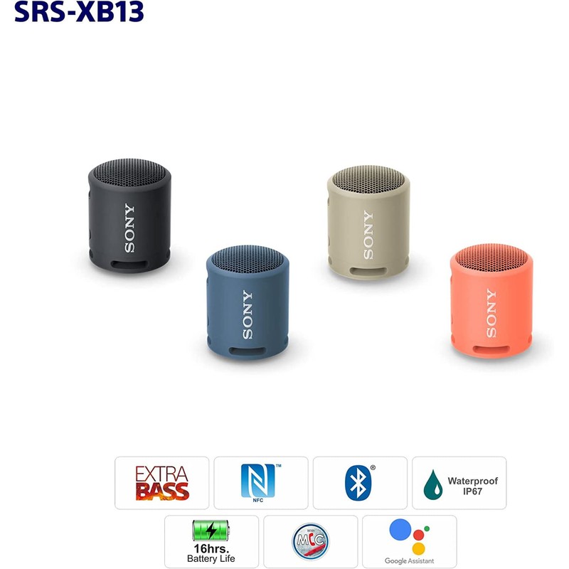 Sony SRS-XB13 Extra BASS Wireless Portable Compact Speaker IP67 Waterproof