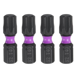 HARFINGTON 4pcs T40 Torx Screwdriver Bit 1/4" Hex Shank 25mm/1" Length Magnetic Star 6 Point Head Hex Bits S2 Steel Screw Driver Bit Industrial Grade Electric Drill Bits