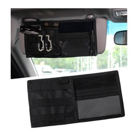 povtii Organizador de visera para coche, táctica de nailon para vehículo, bolsa de almacenamiento para panel de visera de vehículo, bolsillo multifuncional Molle para anteojos de sol, accesorios de