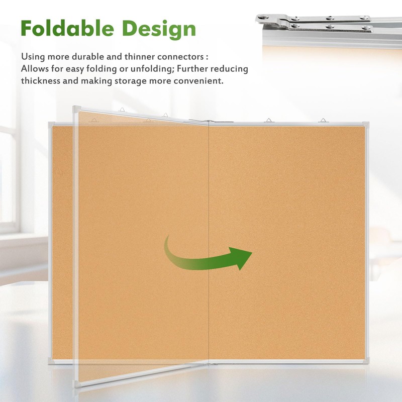 AMUSIGHT Double-Sided Large Foldable Cork Board, 60" x 36"