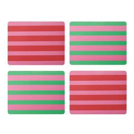 Creative Tops Set di 4 tovagliette rettangolari con stampa a righe, retro in sughero, resistenti al calore e alle macchie fino a 120 °C, superficie laccata di lusso, facili da pulire, 30 x 22 cm