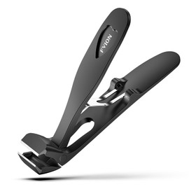 FVION Nail Clippers for Seniors with Curved Blade - Toenail Scissors Thick Nails with Collection Container, Ergonomic Nail Nippers for Toenails Professional