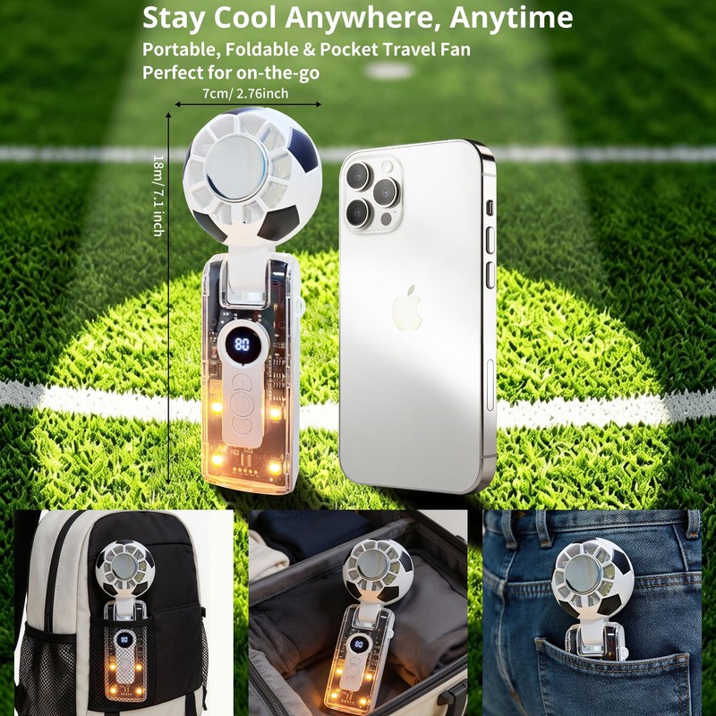 Aprilmin Portable Handheld Turbo Fan with Ice Cooling,rechargeable soccer fan,Powerful
