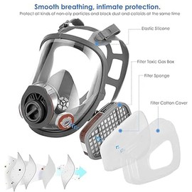 ZXICH Vоllmаske Reusable Respirator Mask with Filter to Protect Against Vapours & Particles Gas Mask Function Mask Dust Mask for Paints, Varnishes, Carpentry, Agriculture