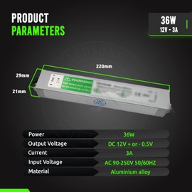 LED Strip Module Driver 12v Power supply lighting outdoor IP67 waterproof Ac 110-260v lighting transformer (IP67 36W)