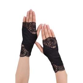 Lamerry Arm Cover, Lace, Arm Warmer, Wrist Sleeve, Gloves, Subculture Type, Y2K, Mine Type, Mass Production Type, Gothic Arm Cover, Sunscreen, UV Protection, Women's, Black, Black