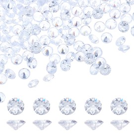 SUPERFINDINGS 200PCS Clear Cubic Zirconia 5mm Crystal Diamante Gems Stone Pointed Back Rhinestones Round Faceted Birthstone Brilliant Round for Nail Art Craft Jewelry Making