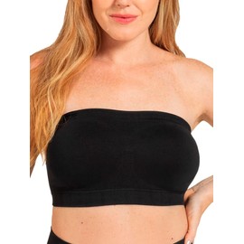 Truekind Wireless Strapless Bra, Bandeau Bra, Small to Plus Size Strapless Bras for Women, Tube Top Black