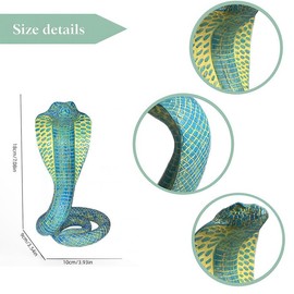 Will Art Museum King Cobra Snake Statue Sculpture, Animal Figure Collectible Gifts for Snake Lover Office Home Decor Desk Decoration Garden Yard Figurines Outdoor Decor, Blue Color