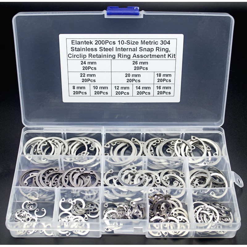 Elantek 200Pcs 8mm 10mm 12mm 14mm 16mm 18mm 20mm 22mm