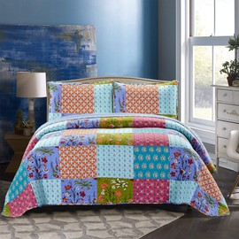 SLPR All is Bright 3-Piece Lightweight Printed Quilt Set (King) | with 2 Shams Pre-Washed All-Season Machine Washable Bedspread Coverlet