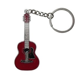Acoustic Guitar Keyring Red Stainless Steel Red Medium, red