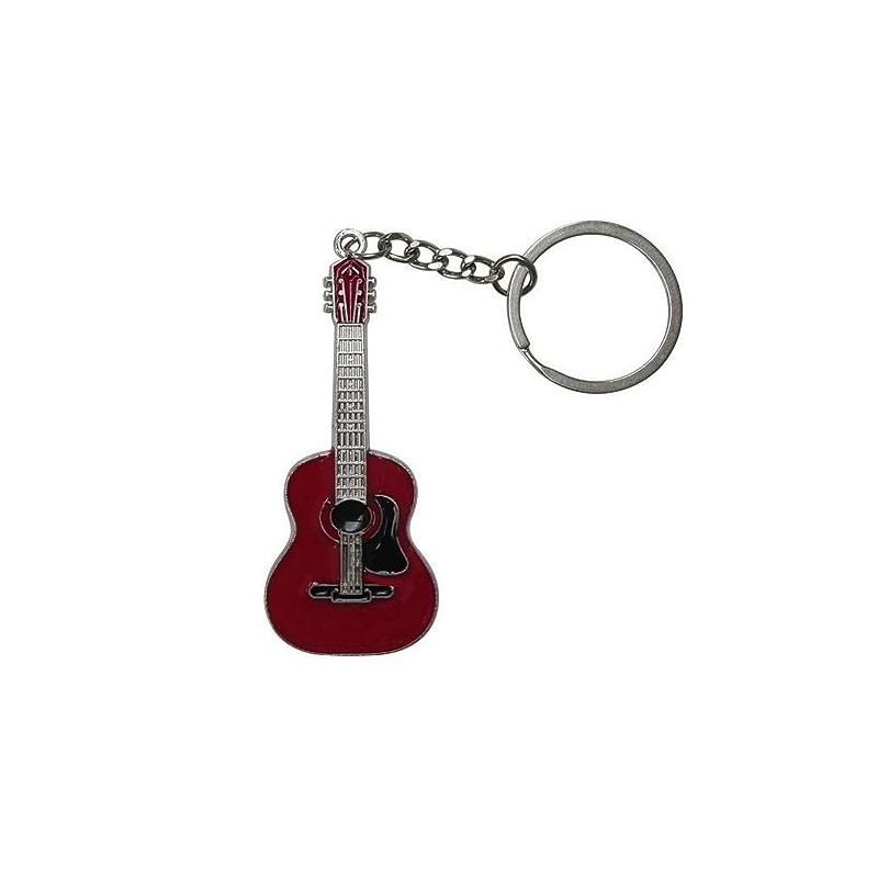 Acoustic Guitar Keyring Red Stainless Steel Red Medium, red