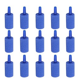 YGTGZ 15 PCS 1 Inch Air Stones Cylinder Bubble Diffuser Airstones for Aquarium Fish Tank Pump Blue