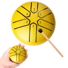 Aedcbaide Tongue Drum Steel 3 Inch 6 Tones Tongue Drum Small Pan Percussion Instrument Steel Tongues Handpan Steel with Mallets Meditation Yoga Sound Healing