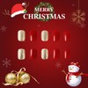 Christmas Press on Nails Short Oval French Tip Fake Nails