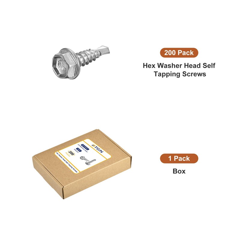 DTGN #10x3/4" Hex Washer Head Self Drilling Screws - 200Pack