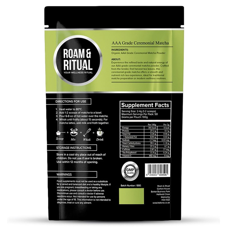 Matcha Powder Ceremonial Grade 100g | Pure AAA Grade Ceremonial