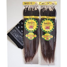 RastAfri Pre-Stretched Silky Braiding Hair 3X with Bandana - 2 Packs (BT1B/30)
