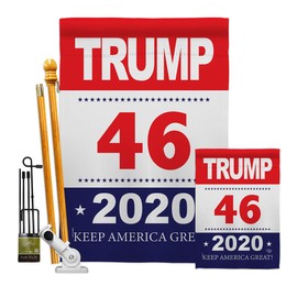 Vote Trump 46 Garden House Flags Kit Patriotic President Democrat Republican Tea Party United State American Election Small Decorative Gift Yard Banner Made in USA 28 X 40